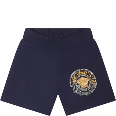Shop Versace Blue Shorts For Baby Boy With Medusa