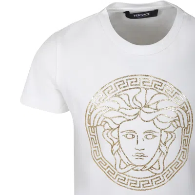 Shop Versace White T-shirt For Kids With Medusa