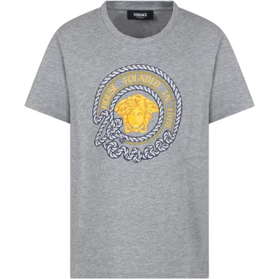 Shop Versace Grey T-shirt For Boy With Medusa