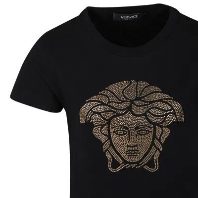 Shop Versace Black T-shirt For Girl With Medusa