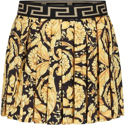 Shop Versace Black Skirt For Girl With Baroque Print