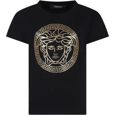 Shop Versace Black T-shirt For Girl With Medusa