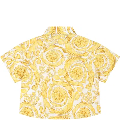 Shop Versace White Shirt For Baby Boy With Baroque Print
