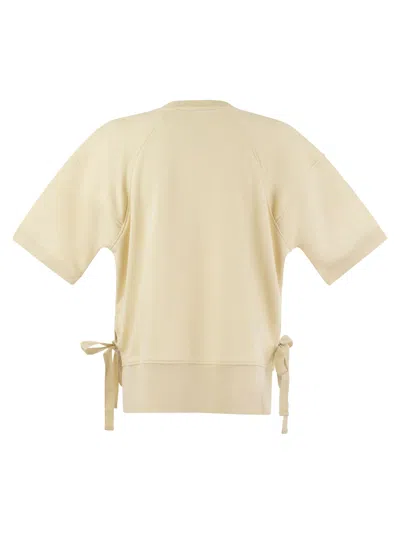 Shop Colmar Cotton Blend Short-sleeved Sweatshirt In Cream