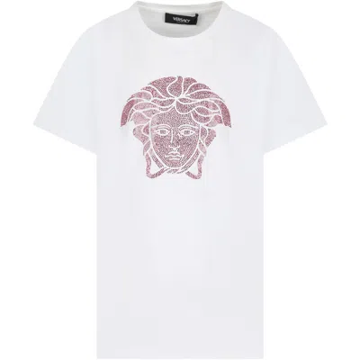 Shop Versace White T-shirt For Girl With Medusa