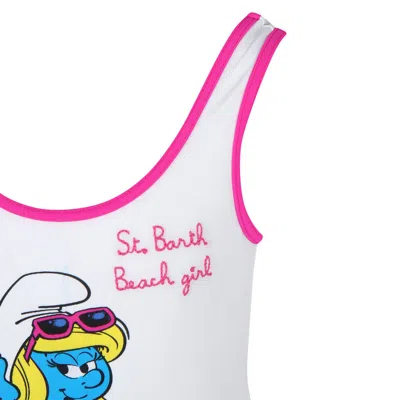 Shop Mc2 Saint Barth White Swimsuit For Girl With Smurfette
