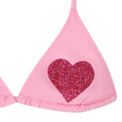 Shop Mc2 Saint Barth Pink Bikini For Girl With Hearts