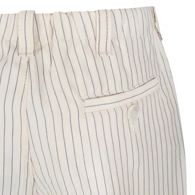 Shop Emporio Armani Ivory Trousers For Boy With Eagle