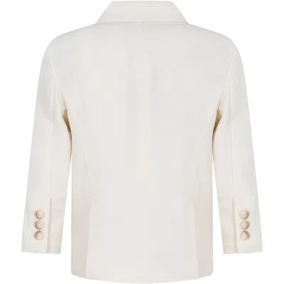 Emporio Armani Ivory Jacket For Boy With Eagle In Ivory