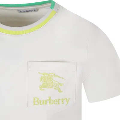 Shop Burberry Beige T-shirt For Boy With Logo And Equestrian Knight
