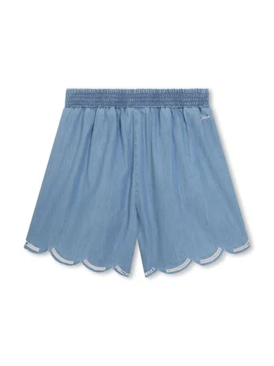Shop Chloé Denim Shorts In Denim Blue