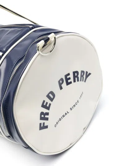Shop Fred Perry Fp Classic Barrel Bag In Navy Ecru