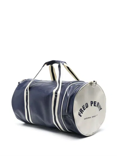 Shop Fred Perry Fp Classic Barrel Bag In Navy Ecru