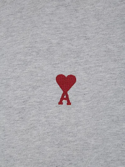 Shop Ami Alexandre Mattiussi Red Ami De Coeur T-shirt In Heather Ash Grey