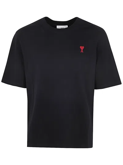 Shop Ami Alexandre Mattiussi Red Ami De Coeur T-shirt In Black