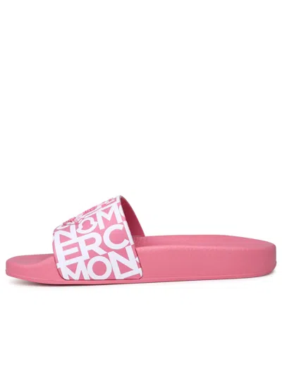 Shop Moncler Jane Rose Rubber Slippers In Pink/white