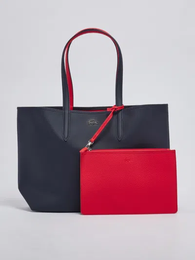 Shop Lacoste Pvc Shopping Bag In Navy-rosso