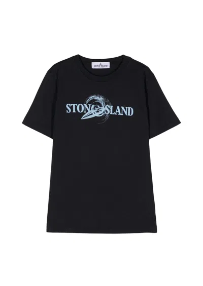 Shop Stone Island Junior T Shirt In Navy Blue