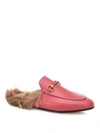 GUCCI Princetown Fur-Lined Leather Slippers