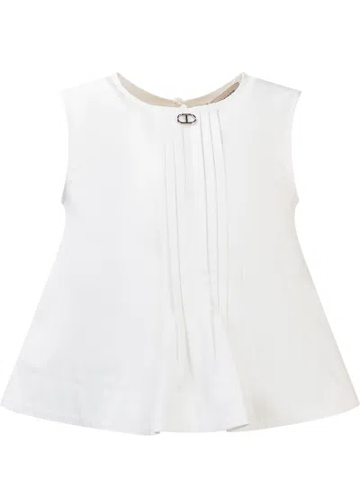 Shop Twinset Logo Top In Lucent White
