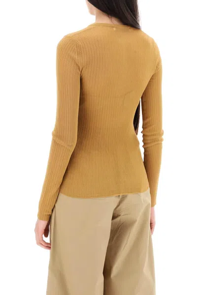 Shop Max Mara Long-sleeved Ribbed Knit Top For Men In Brown