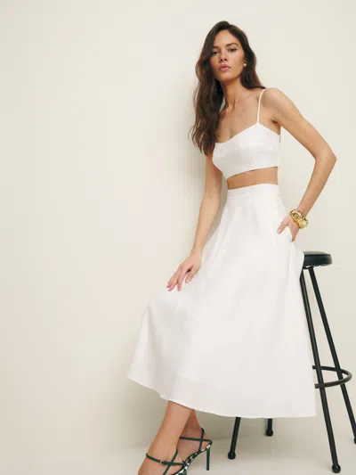 Shop Reformation Maia Linen Skirt In White