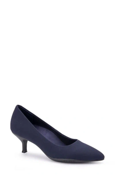 Shop Aerosoles Ludlow Kitten Heel Pump In Navy Stretch