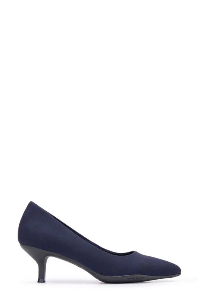 Shop Aerosoles Ludlow Kitten Heel Pump In Navy Stretch