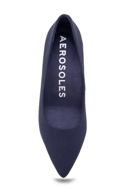 Shop Aerosoles Ludlow Kitten Heel Pump In Navy Stretch