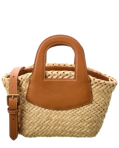 Shop J.mclaughlin Wanda Straw And Leather Crossbody In Brown