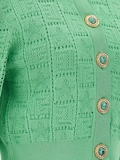 Shop Balmain 'monogramma' Cardigan In Green