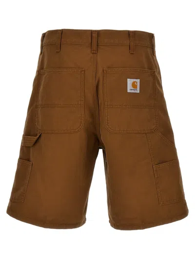 Shop Carhartt Wip 'double Knee' Bermuda Shorts In Brown