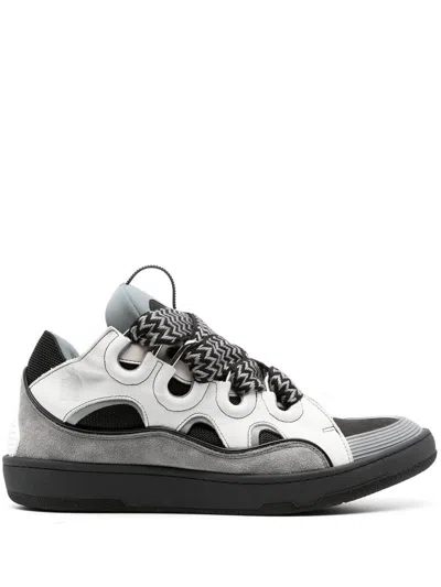 Shop Lanvin Curb Leather Sneakers In White