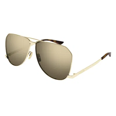 Shop Saint Laurent Eyewear Sunglasses In Gold
