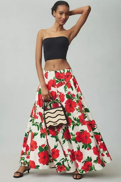 Shop Maeve Drop-waist A-line Maxi Skirt In Multicolor
