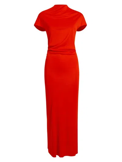 Shop Khaite Women's Yenza Jersey Maxi Dress In Fire Red