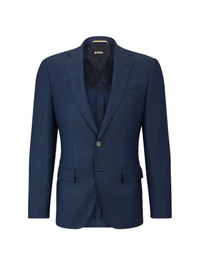 Shop Hugo Boss Men's Slim-fit Jacket In Wool Twill In Blue
