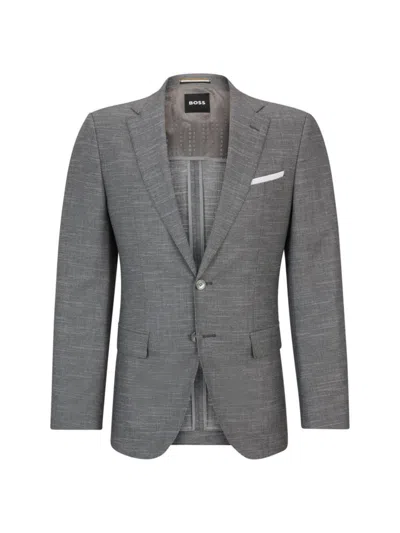 Shop Hugo Boss Men's Slim-fit Jacket In Wool Blend In Silver