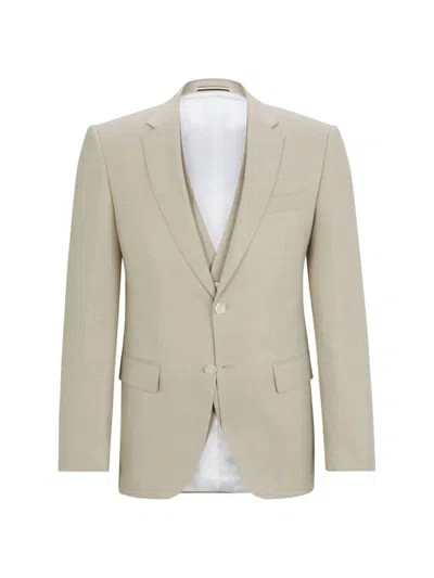 Shop Hugo Boss Men's Slim-fit Suit In A Hopsack Weave Wool Blend In Light Beige