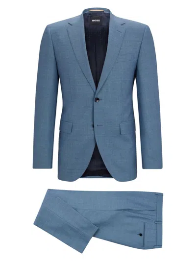 Shop Hugo Boss Men's Regular-fit Suit In Virgin Wool In Blue