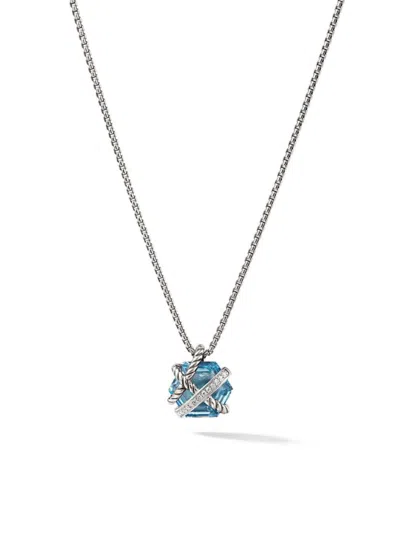 Shop David Yurman Women's Cable Wrap Necklace In Sterling Silver In Blue Topaz