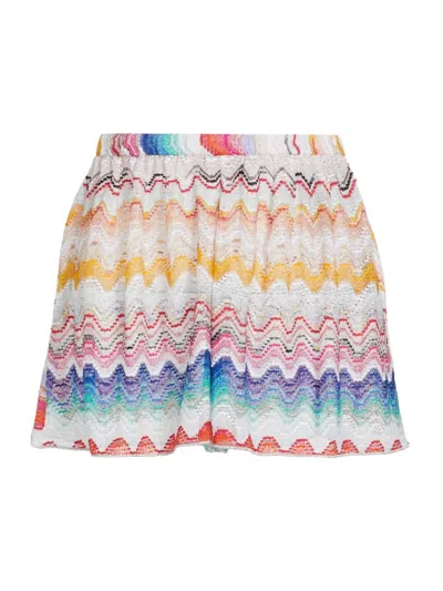 Shop Missoni Women's Zigzag Knit Shorts In Multicolor White Base
