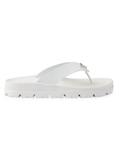 Prada Rubber Thong Sandals Flat Open Toe In White