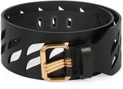 Shop Etro Perforated Buckle Belt In Black