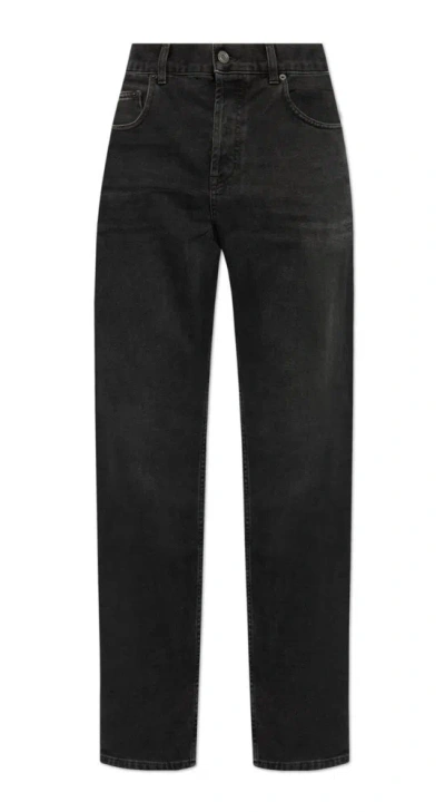 Shop Saint Laurent Long Baggy Jeans In Black