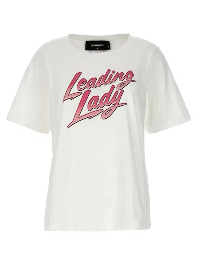 Shop Dsquared2 Leading Lady Printed Crewneck T In White