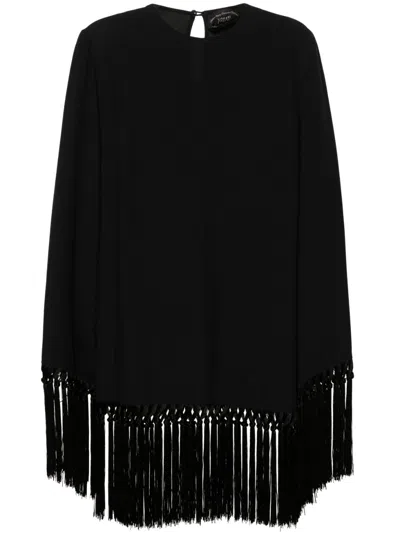 Taller Marmo Claudia Fringed Mini Dress In Black