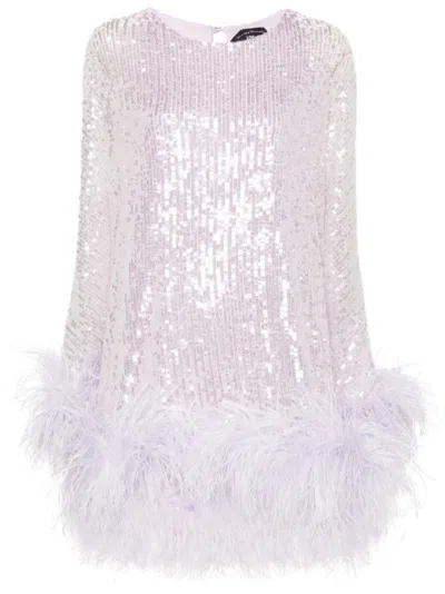 Shop Taller Marmo Vegas Sequinned Mini Dress - Women's - Spandex/elastane/polyester/ostrich Feather In Purple