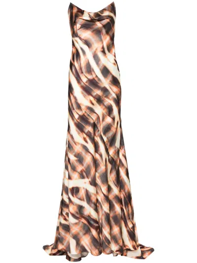 Shop Y/project Brown Tie-dye Gown - Women's - Polyester In Orange