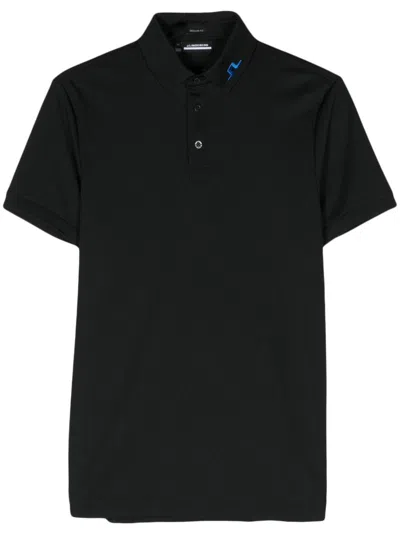 Shop J. Lindeberg Black Kv Logo-embroidered Polo Shirt